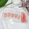 24Pcs Pink Glossy Press on Nails White Flower Short Round Fake Nails with Glue Gold Leaf Autumn Acrylic Nails for women Fall Manicure Decoration Supplies view 3