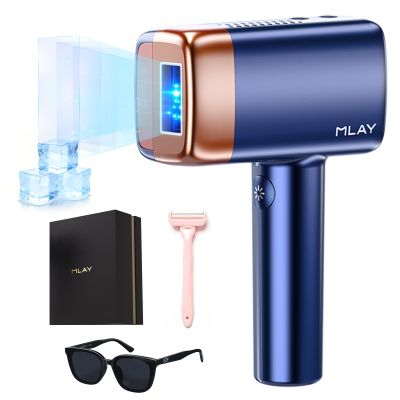 MLAY T14 IPL Epilator 96.39% Hair Reduction in 4 Weeks, 500 Million Flashes, Pain-Free with Cooling System (Not a Laser), Suitable for All Skin Types, Blue