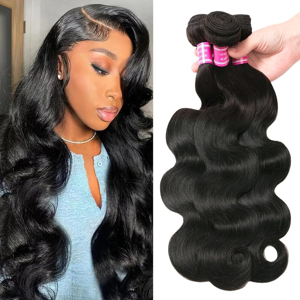 Brazilian Bundles Human Hair Body Wave Bundles 12a 100% Unprocessed Virgin Hair Bundle Deals Human Hair Weave 3 Bundle Human Hair Extensions For Woman Natural Black Color 14 16 18 Inch