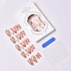 24Pcs Christmas French Tip Press on Nails Medium Almond Bow Snowflake Walking Stick Fake Nails Gingerbread Man Glue on Nails Cute Acrylic Nails for Women Nail Decoration Gift view 3