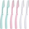 Winsyison 6pcs Foldable Eyebrow Razor, Stainless Steel Folding Eyebrow Trimmers Razors, Portable Mild Facial Hair Removal Shavers Tools for Women Men- Pink & Green & White view 1