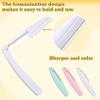 Winsyison 6pcs Foldable Eyebrow Razor, Stainless Steel Folding Eyebrow Trimmers Razors, Portable Mild Facial Hair Removal Shavers Tools for Women Men- Pink & Green & White view 3