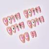 24Pcs Christmas French Tip Press on Nails Medium Almond Bow Walking Stick Fake Nails Christmas Tree Glue on Nails Pink Nude Acrylic Nails for Women Holiday Nail Art Supplies view 3