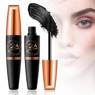 2025 New Waterproof Silk Fibre Thick Lengthening Mascara, Iron Wand Mascara Curling Eyelashes Iron Mascaras with No Flaking, Long-Lasting 4D Curling Silk Fiber Lash Mascaras for Women Eyes Makeup (1)