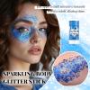 DAGEDA Blue Body Glitter Stick,Sparkly Face Glitter Makeup,Holographic Hair Glitters Mermaid Makeup Rave Outfits for Women, Shimmer Face Paint Stick Singer Concert Accessories view 2
