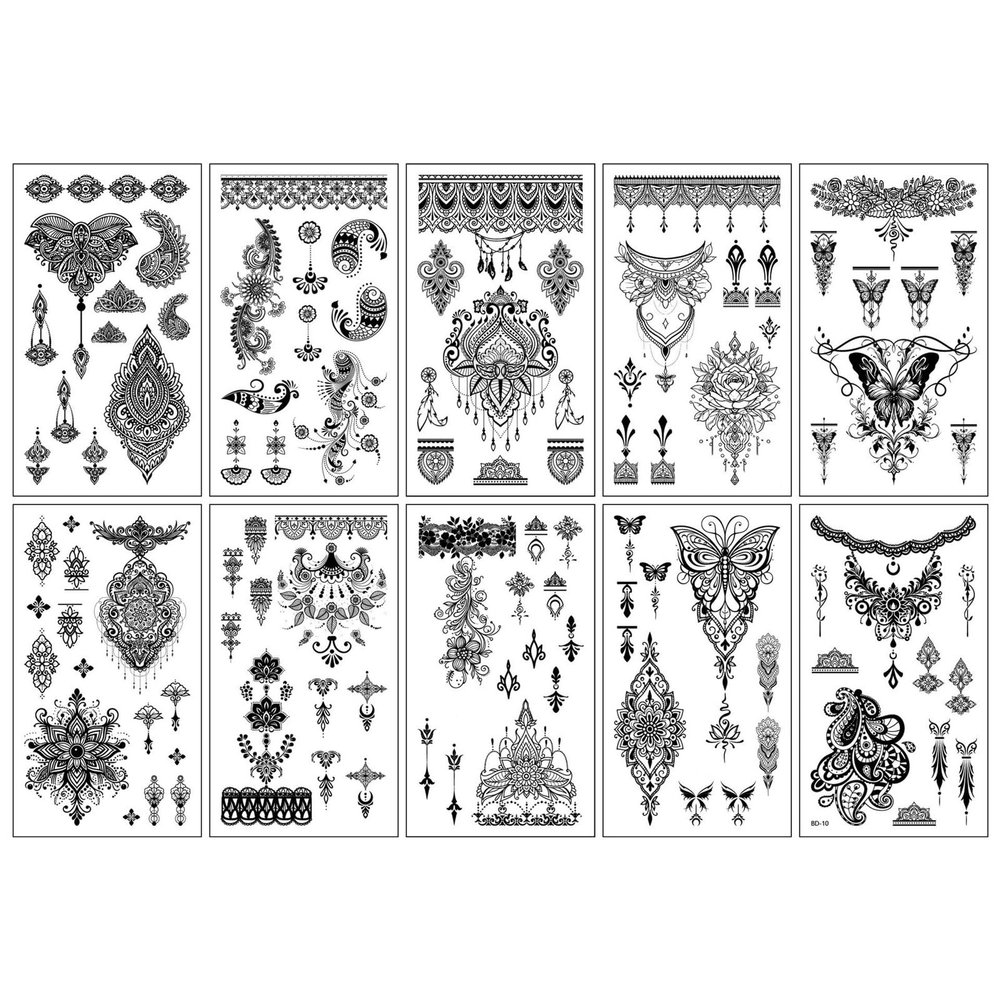 Temporary Tattoos Stickers, Fake Body Arm Chest Shoulder Tattoos For Men Or Women,Supplies, Decorations(Black C)