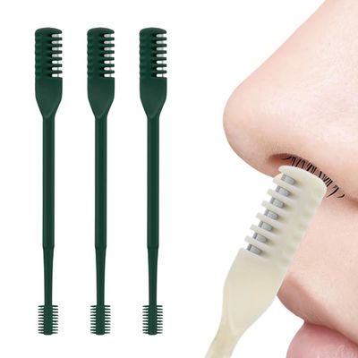 2-in-1 Nasal Hair Cutter, 2025 New Double Sided Nose Hair Knife, Portable 360 Rotating Nostril Hair Remover Tool for Travel, Manual Nose Hair Trimmer for Men and Women (3Pcs Dark Green)