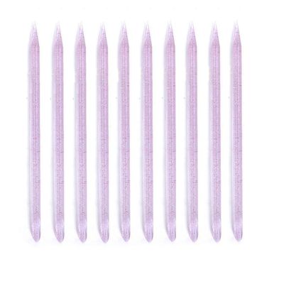 10/50/100Pcs Reusable Crystal Stick Double End Nail Art Cuticle Pusher Cuticle Remover Tool Pedicure Care Nails Manicures Tools (Pink,10)