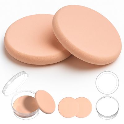 2 Pcs Foundation Sponge, Round Makeup Sponges for Foundation, Blender for All Skin Types, Powder Puff for Flawless Application, Wet and Dry Dual Use