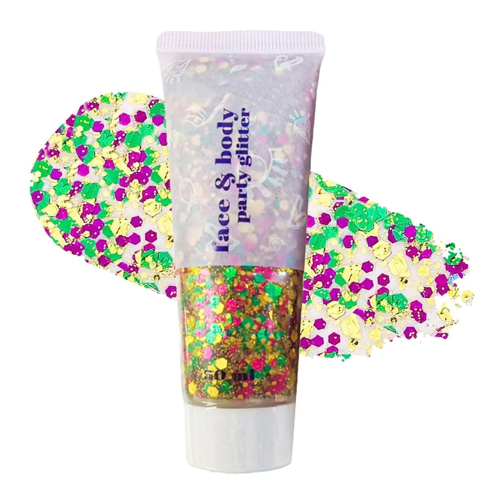 Body Face Hair Glitter Gel for Carnival,Glitter Face Paint Makeup for Women,Holographic Sequins Chunky Glitter for Face Hair Nails,Singer Concert Festival Rave Accessories,50ml