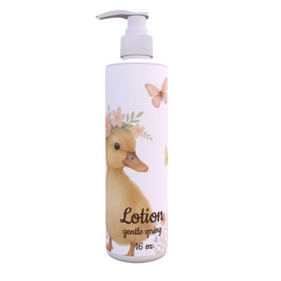 Baby Duck Lotion Cute Spring Design | Light Green Tea & Lemon Scent | 12 Pack 16 oz Pump | Kids Bathroom Decor | Paraben-Free, Made in USA