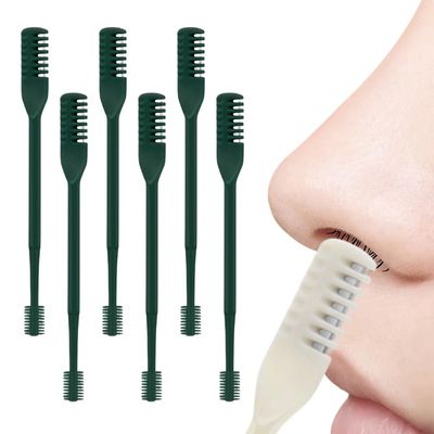 2-in-1 Nasal Hair Cutter, 2025 New Double Sided Nose Hair Knife, Portable 360 Rotating Nostril Hair Remover Tool for Travel, Manual Nose Hair Trimmer for Men and Women (6Pcs Dark Green)