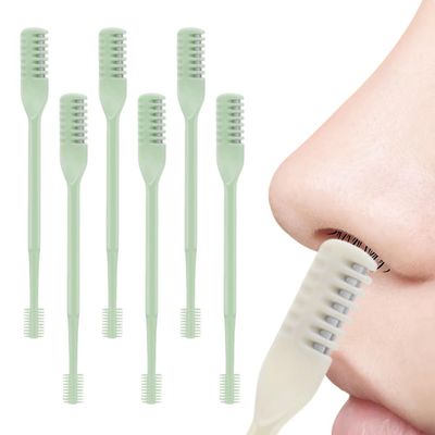 2-in-1 Nasal Hair Cutter, 2025 New Double Sided Nose Hair Knife, Portable 360 Rotating Nostril Hair Remover Tool for Travel, Manual Nose Hair Trimmer for Men and Women (6Pcs Light Green)