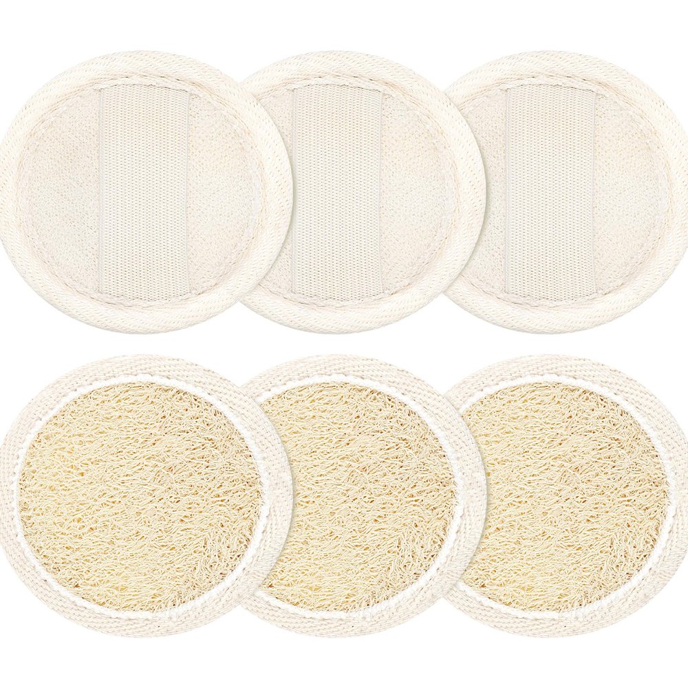 6Pcs Face Loofah Scrub Pad, 2.55-Inch Loofah for Face, Natural Exfoliating Scrubber for Face for Men Women Bath Shower