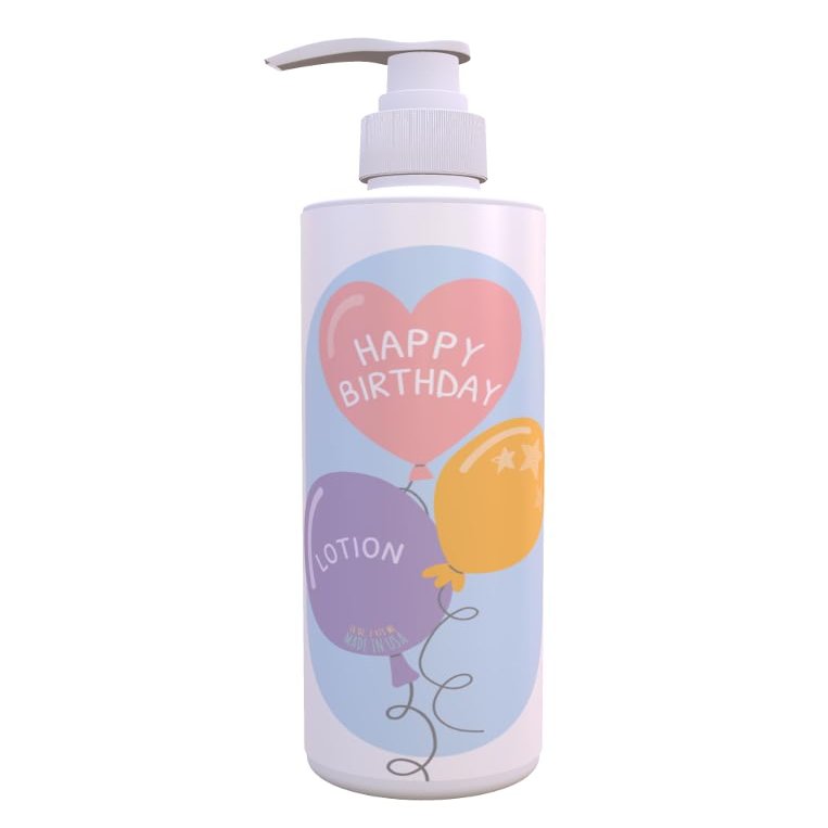 Birthday Lotion  Pastel Balloons | Fresh Green Tea & Lemon Scent | 4 Pack 16 oz Pump | Cute Party Favor Bathroom Decor | Paraben-Free, Made in USA