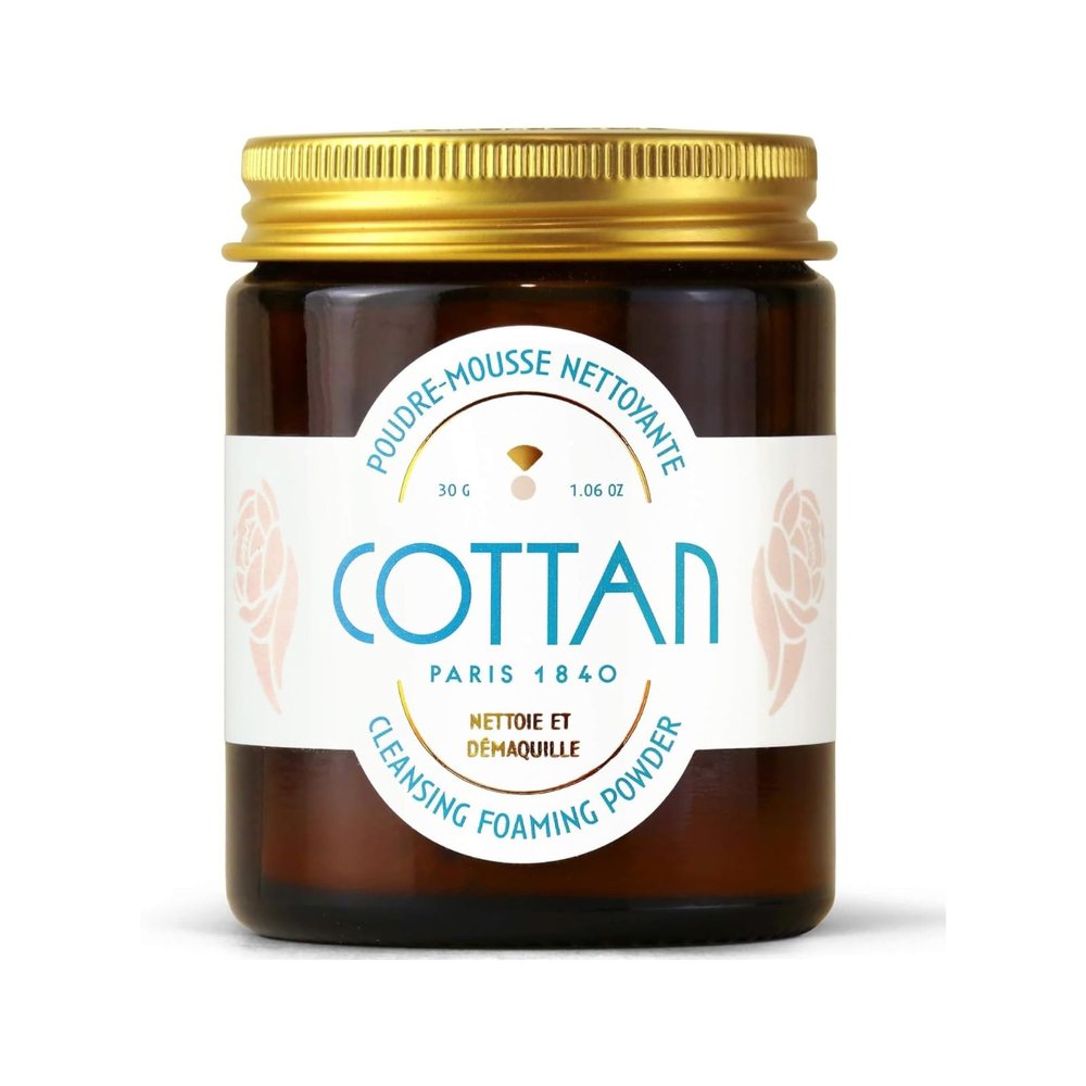 COTTAN Paris Cleansing Powder to Foam Face Wash | Natural Rice & Peony Root Powders Vegan Makeup Remover | Gentle Daily Facial Scrub Foaming Lather Cleanser Clears Impurities & Softens Skin 1.06oz