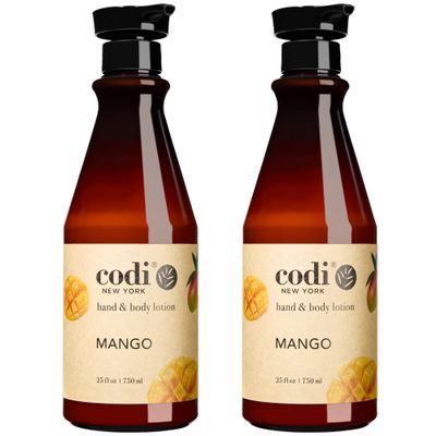 CodiNCodi Hand & Body Lotion Mango 750 ml (25 Fl Oz, Pack of 2) Professional Size Moisturizer with Natural Extracts Hydrating, Non-Greasy Formula for All Skin Types