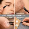 AIYANAS 4 Pcs Tweezers Set  Stainless Steel Hair Removal Tools with Precision Tips for Eyebrows, Facial Grooming, Makeup & Beauty Care  Black Gift Kit view 3