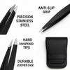 AIYANAS 4 Pcs Tweezers Set  Stainless Steel Hair Removal Tools with Precision Tips for Eyebrows, Facial Grooming, Makeup & Beauty Care  Black Gift Kit view 4