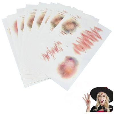 10 Sheets Fake Scar Tattoo Makeup Halloween Fake Scar Stickers - Temporary Decals Prank Props for Zombie, Vampire, Masquerade, Cosplay Horror Makeup for Kids Adults
