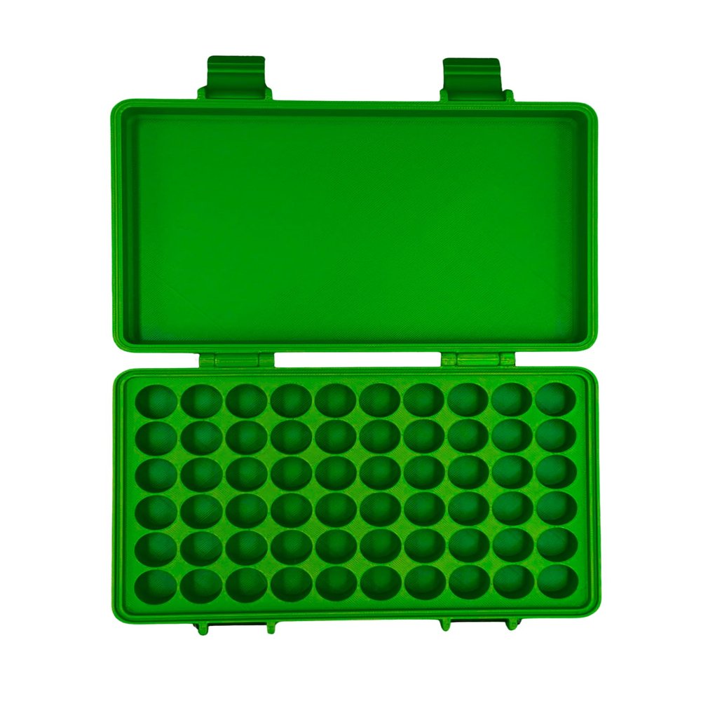 Planitia Corp. 3D Printed Vial Storage Case - Waterproof 3ml Vial Storage Case with 60 Slots - Freezer Safe Hard Shell Essential Oil Case for Home, Fridge, Travel, 16mm Max Diameter, 35mm Max Height