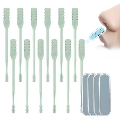 Nasal Hair Cutter, 360 Rotating Nasal Hair Double Sided Nose Hair Knife Nose Manual Nose Hair Trimmer, Portable Nose Hair Knife for Women and Men (12, Green)