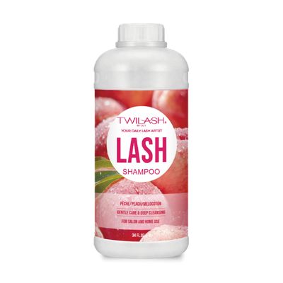 Lash Shampoo Bulk, Eyelash Cleanser for Extensions 1 Liter, Safe Makeup Remover, Non-irritating or Burning Formula Eyelid Foaming Cleanser for Professional Salon and Home Use (Peach-1L)