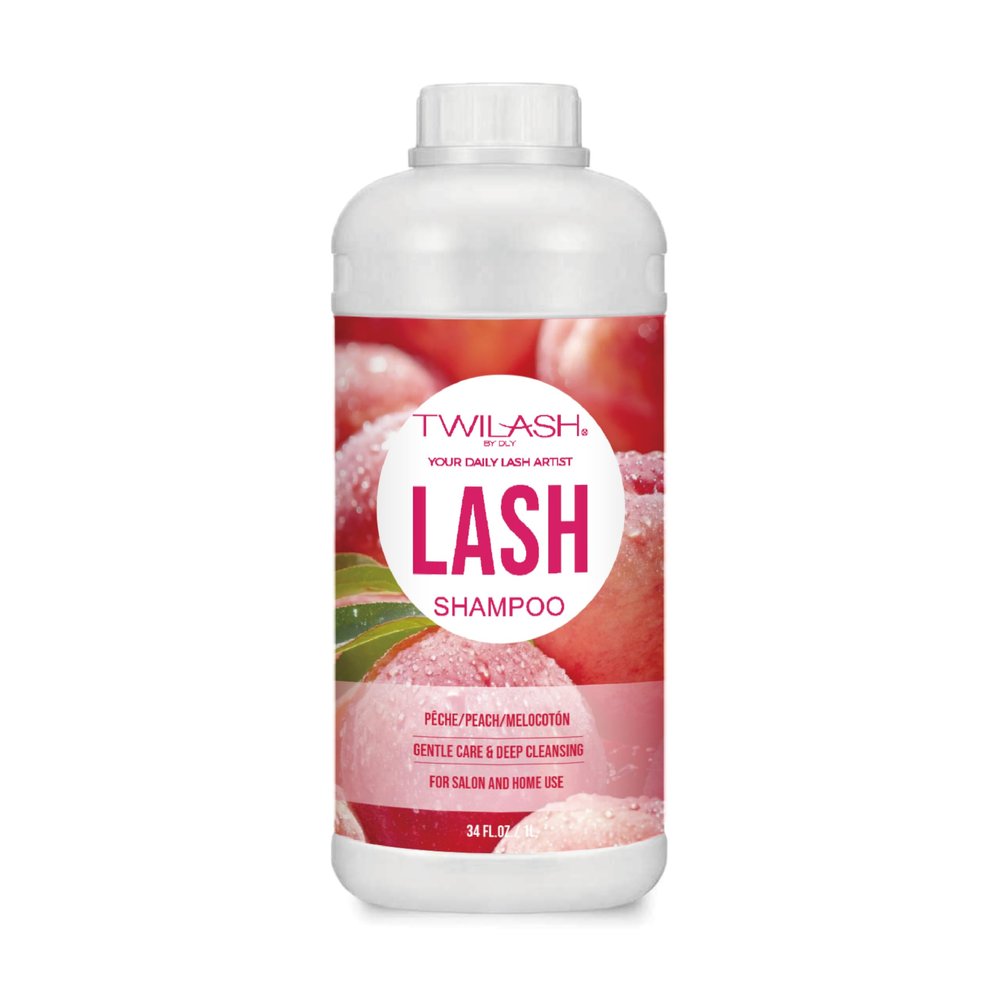Lash Shampoo Bulk, Eyelash Cleanser for Extensions 1 Liter, Safe Makeup Remover, Non-irritating or Burning Formula Eyelid Foaming Cleanser for Professional Salon and Home Use (Peach-1L)