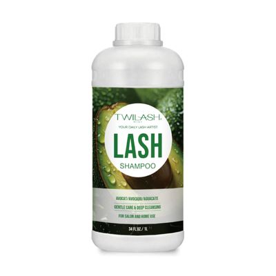TWILASH BY DLY Lash Shampoo Bulk, Eyelash Cleanser for Extensions 2 Liters, Dispenser Pump, Non-irritating or Burning Eyelid Foaming Cleanser for Professional Salon and Home Use (Avocado-1L)