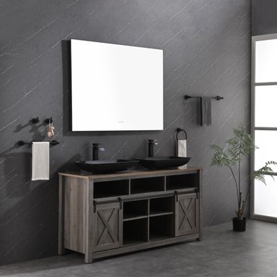 48x36 Inch LED Backlit Bathroom Mirror with Metal Frame, Wall Mounted Vanity Mirror with Touch Control, Anti-Fog, 3 Color Lighting, Dimmable Design for Modern Bathrooms