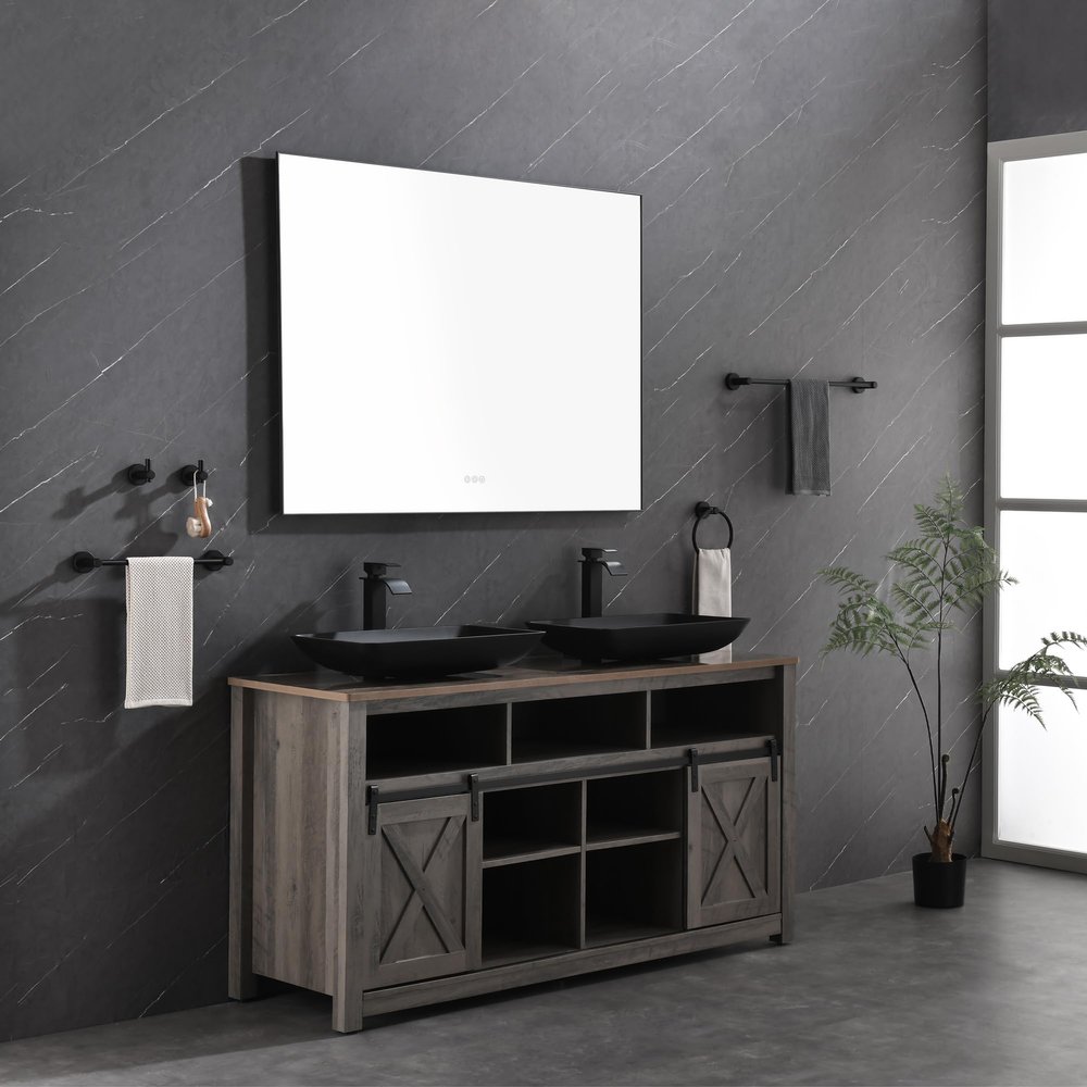 48x36 Inch LED Backlit Bathroom Mirror with Metal Frame, Wall Mounted Vanity Mirror with Touch Control, Anti-Fog, 3 Color Lighting, Dimmable Design for Modern Bathrooms