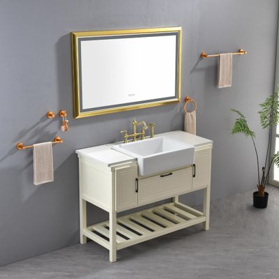48x30 Inch LED Front Lit Bathroom Mirror with Metal Frame, Wall Mounted Vanity Mirror with Touch Control, Anti Fog, 3 Color Lighting Modes, Dimmable Design for Modern Bathrooms