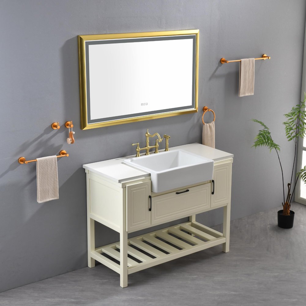 48x30 Inch LED Front Lit Bathroom Mirror with Metal Frame, Wall Mounted Vanity Mirror with Touch Control, Anti Fog, 3 Color Lighting Modes, Dimmable Design for Modern Bathrooms
