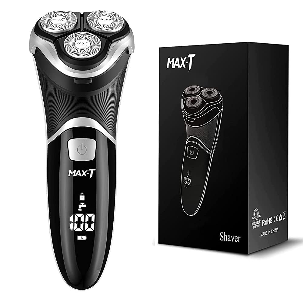 Electric Razor MAXT for Men Rechargeable IPX7 Waterproof Wet & Dry Electric Shaver with Pop up Trimmer and LED Display for Dad Husband