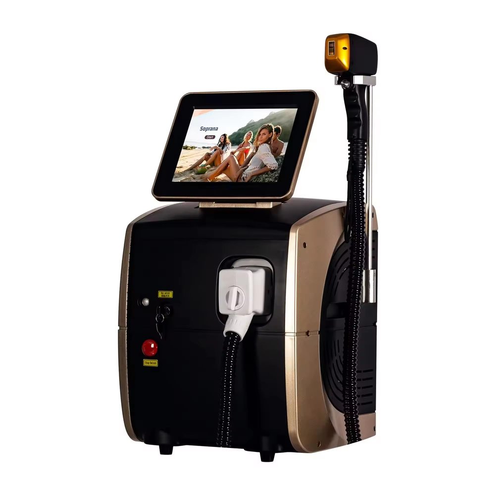 Professional Diode Laser Hair Removal Machine, 808nm Wavelength, Black and Silver, LCD Display, Built-in Cooling System, Commercial and Home Use