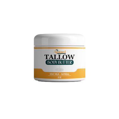 AJOMED COSMETICS Tallow and goat milklBody Butter, Natural Moisturizing Cream for Dry, Itchy, Cracked Skin, Handmade Diaper Rash (Unscented)