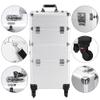 3 in 1 Aluminum Cosmetic Makeup Case Tattoo Box,Lockable Makeup Train Cases,Rolling Cosmetics Case Organizer,Salon Cosmetic Travel Trolley Cases,with Wheels,for Nail Tech Hairstylist Barber (Silver) view 4