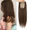 Topunique 3x5 Inch Injected Silk Base Hair Toppers for Women, 16 Inch Length 130% Density Real Human Hair Pieces #2 Dark Brown view 1