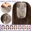 Topunique 3x5 Inch Injected Silk Base Hair Toppers for Women, 16 Inch Length 130% Density Real Human Hair Pieces #2 Dark Brown view 3