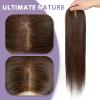 Topunique 3x5 Inch Injected Silk Base Hair Toppers for Women, 16 Inch Length 130% Density Real Human Hair Pieces #2 Dark Brown view 4
