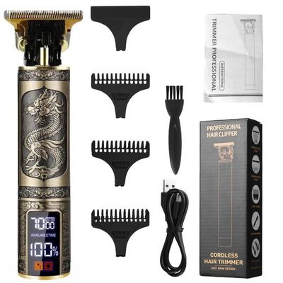 @BuyMartianTravel | Professional Cordless Hair Clipper | Retro Dragon Metal Body, Precision Blades, LED Display, USB Rechargeable | Great for Everyday and Travel | Gift For Him