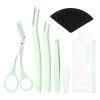 Eyebrow Trimmer Scissors,4 in 1 Eyebrow Grooming Kit,Including Clean Brush,Tweezers,Eyebrow Scissors with Comb,Razor,Fast Drawing Eyebrow Design Ruler,Storage Bag,for Women and Men (Green) view 1
