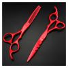 5.5/6-Inch Red Hair Cutting & Thinning Scissors, Professional Barber Hairdressing Shears view 1