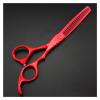 5.5/6-Inch Red Hair Cutting & Thinning Scissors, Professional Barber Hairdressing Shears view 3