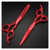 5.5/6-Inch Red Hair Cutting & Thinning Scissors, Professional Barber Hairdressing Shears view 4