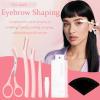 Eyebrow Trimmer Scissors,4 in 1 Eyebrow Grooming Kit,Including Clean Brush,Tweezers,Eyebrow Scissors with Comb,Razor,Fast Drawing Eyebrow Design Ruler,Storage Bag,for Women and Men (Pink) view 2