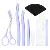 Eyebrow Trimmer Scissors,4 in 1 Eyebrow Grooming Kit,Including Clean Brush,Tweezers,Eyebrow Scissors with Comb,Razor,Fast Drawing Eyebrow Design Ruler,Storage Bag,for Women and Men (Purple) view 1