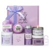 Spa Gifts for Women 7 Pcs Home Spa Kit Lavender Bath Set,Spa Gift Baskets Self Care Gifts Spa Gifts for Women Birthday,Mothers Day Basket Easter Christmas Bath Set view 1