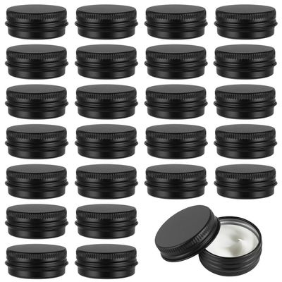 15 Ml Aluminum Balm Jars, 24 Pcs Threaded Lined Black Metal Lids Tiny Coetic Jars, Mini Balm Lotion Jars For Business Travel Daily Life