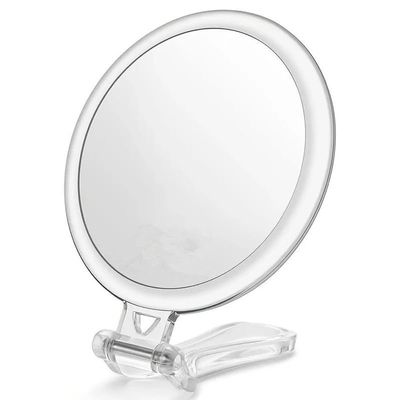 40x Magnifying Mirror, Travel Hand Mirrors with Handle - Double Side Handheld Mirror with 1X 40X Magnification Adjustable Handle/Stand, Hand Held Foldable Travel Mirror for Makeup (Transparent)